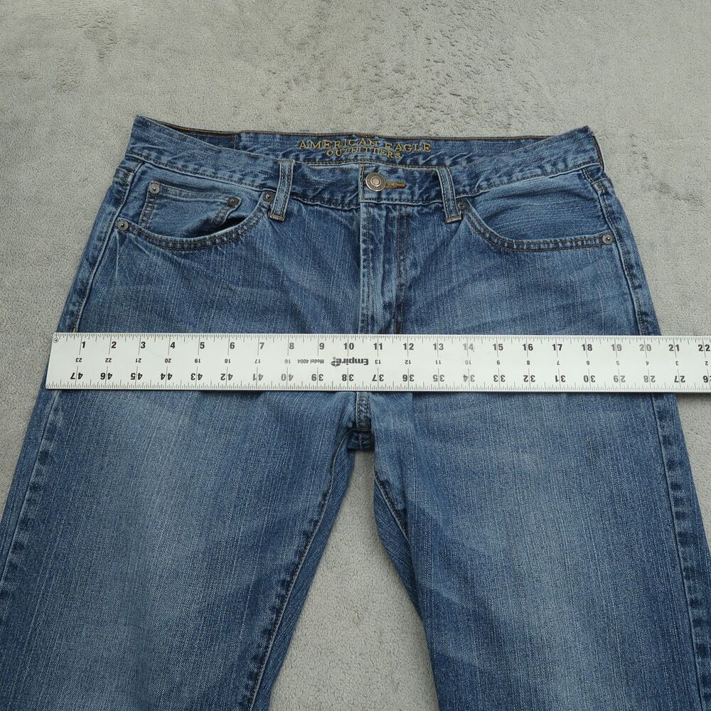 American Eagle Jeans Mens Size 33x34 Blue Original Straight 100% Cotton Denim - Picture 14 of 16